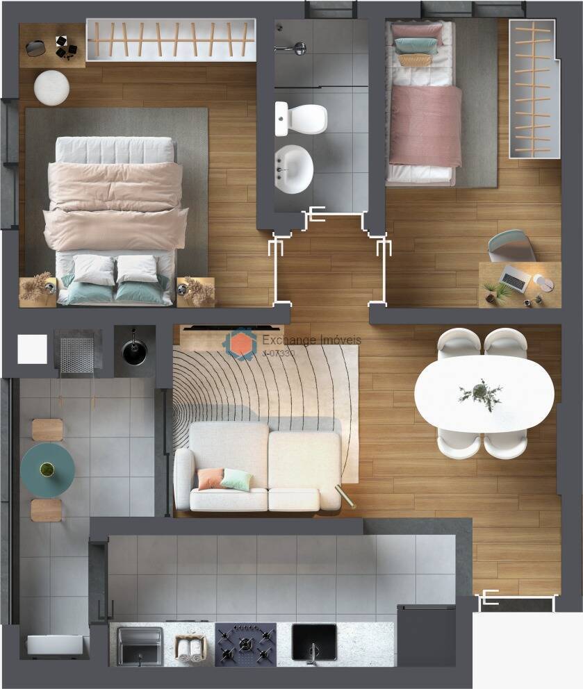 Apartamento à venda com 2 quartos, 53m² - Foto 3