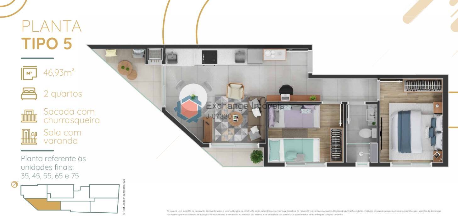 Apartamento à venda com 2 quartos, 46m² - Foto 4